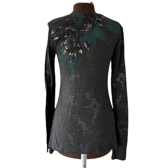 Miss Me Grey Cardigan with Sequin Trim Florals - Picture 5 of 8